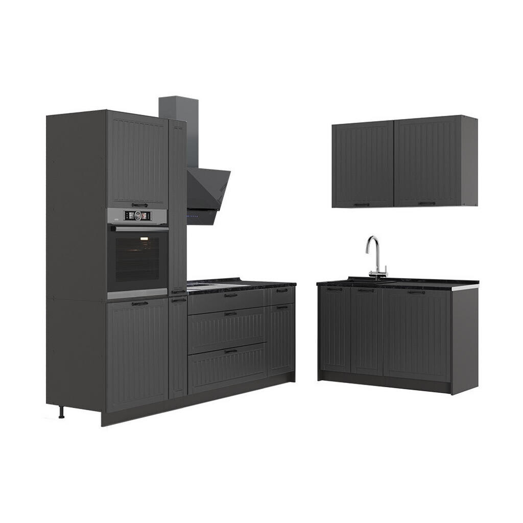 Vicco KUCHYNĚ Fame-Line, Tmavě šedá/Antracit, 220 x 120 cm, PD Antracit