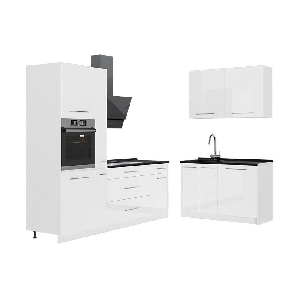 Vicco KUCHYNĚ Fame-Line, Bílá vysoký lesk/Bílá, 220 x 120 cm, PD Antracit