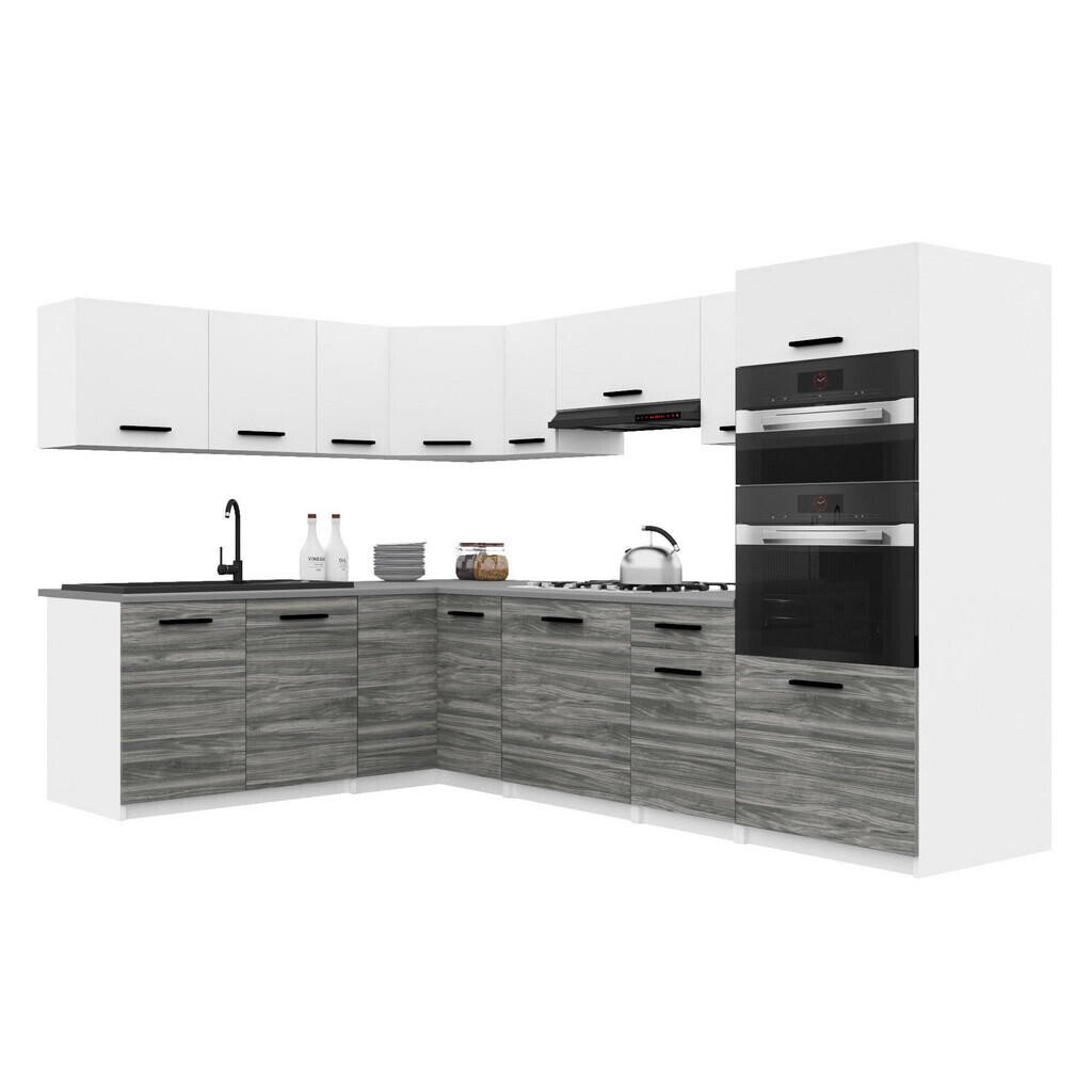 B BELINI GROUP KUCHYŇSKÁ LINKA Italia 8 420 cm , s pracovními deskami, Bílo-šedá Glamour matná