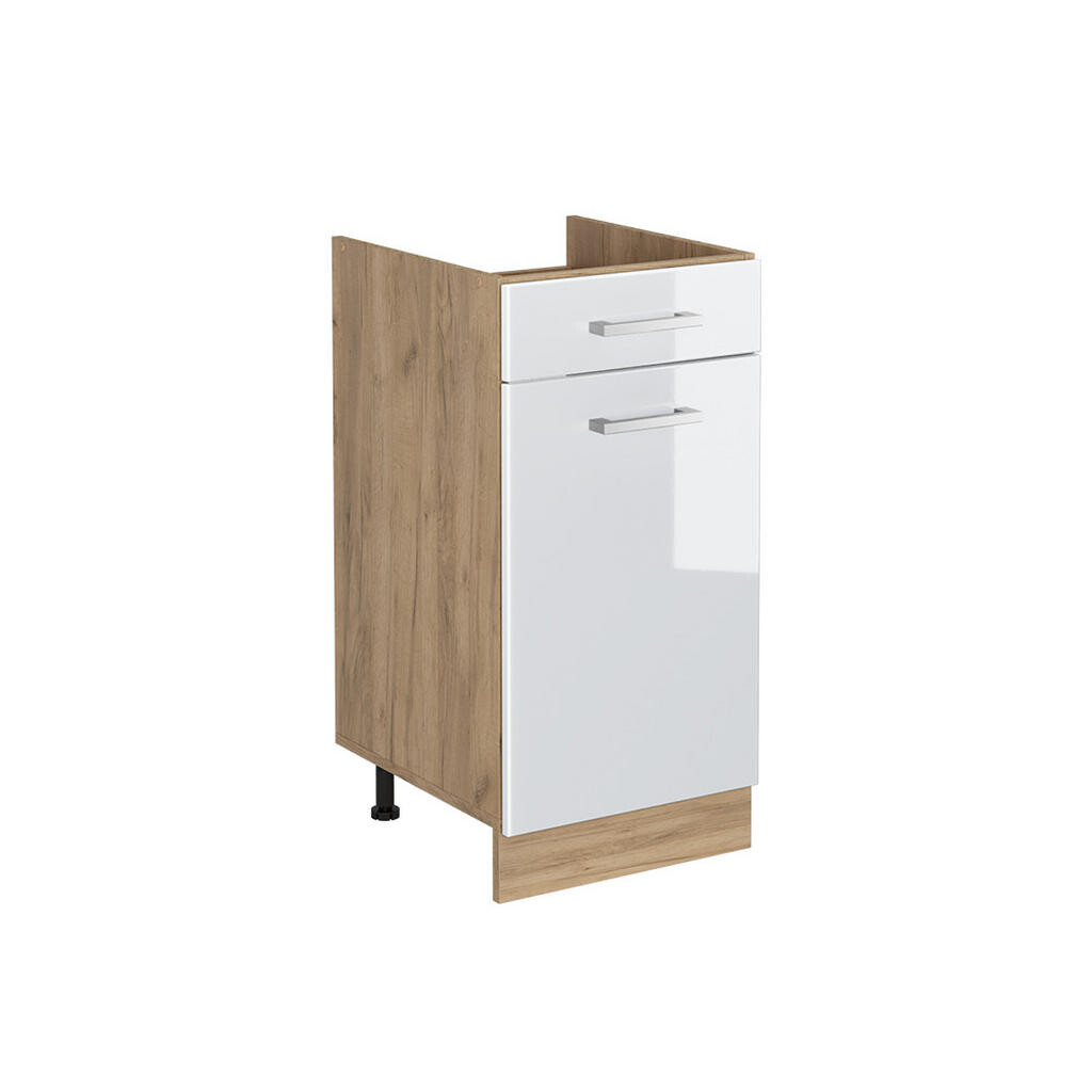 Vicco SPODNÍ SKŘÍŇKA KUCHYŇSKÉ LINKY R-Line, Bílá vysoký lesk/Zlatý mocný dub, 40 cm bez pracovní desky