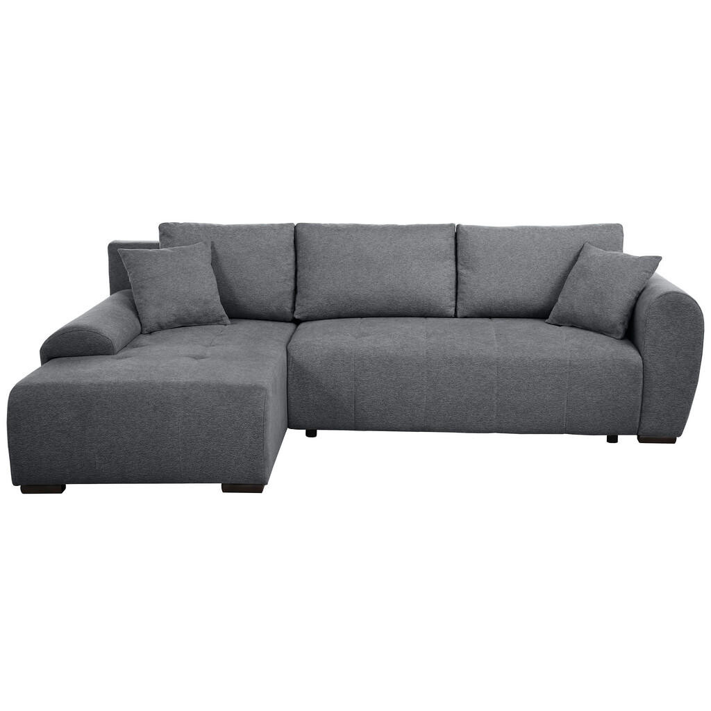 Beautysofa ROHOVÁ ROZKLÁDACÍ POHOVKA Dallas s úložným prostorem, 255 cm, tmavě šedá, levá, velurová látka