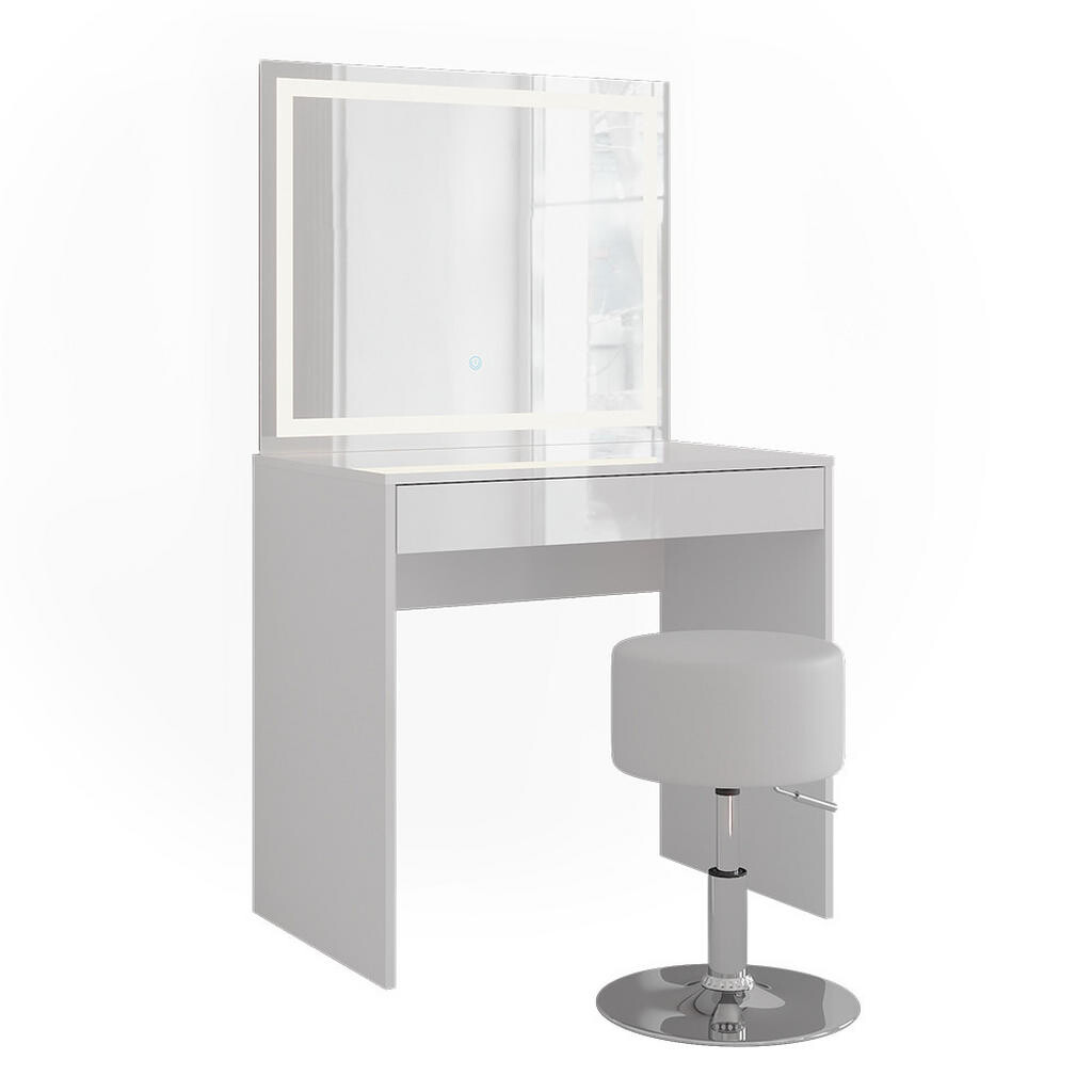Vicco TOALETNÍ STOLEK Sherry Bílá/bílý vysoký lesk 81.4 cm s LED zrcadlem a stoličkou