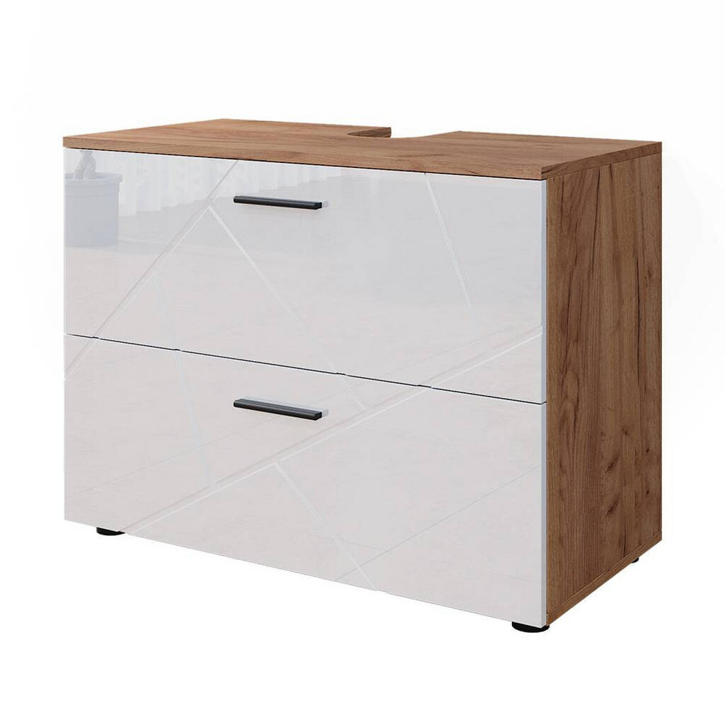 Vicco ZÁKLADNÍ SKŘÍŇKA POD UMYVADLO Irma Bílý vysoký lesk/zlatý dub power 80 x 58.6 cm