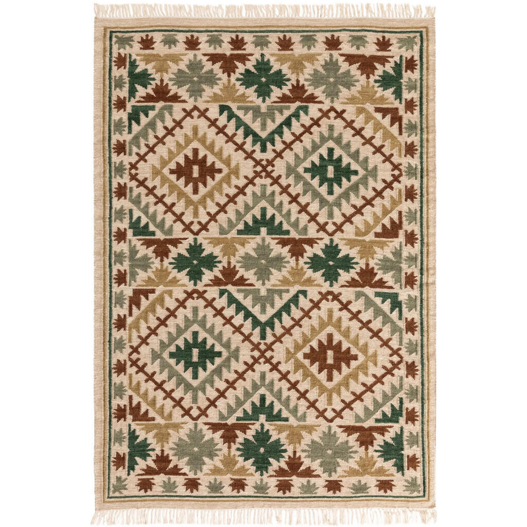 benuta Pure RUČNÍ tkaný kilim Zohra Zelená 160x230 cm