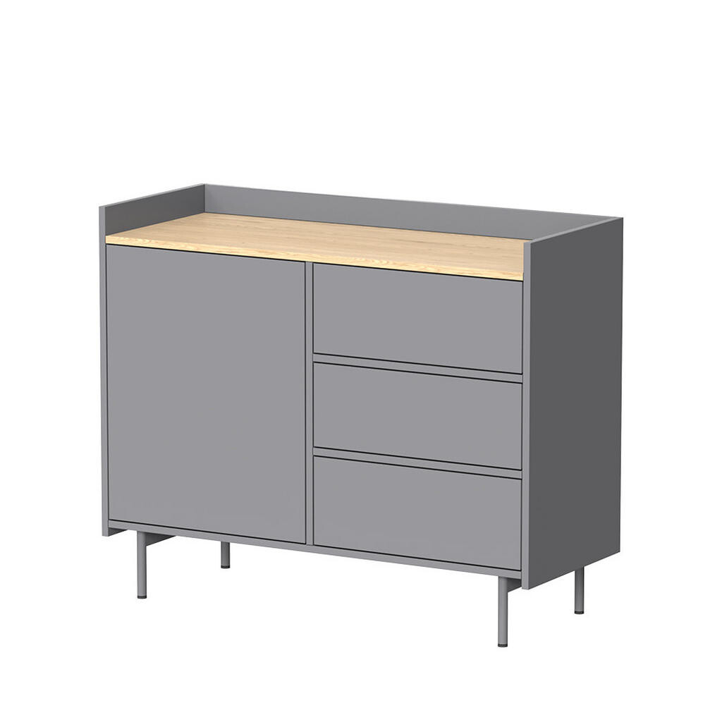 Vicco KREDENC Velina Šedá 100 x 82 cm se 3 zásuvkami a 1 dvířky