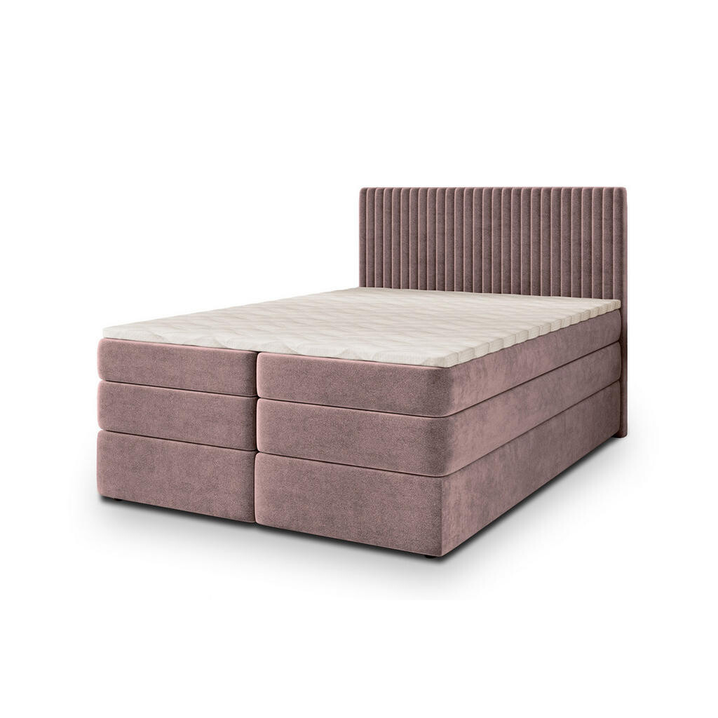 MASSENO POSTEL BOXSPRING FELBIO 160x200 cm, s matrací a úložným prostorem, starorůžová