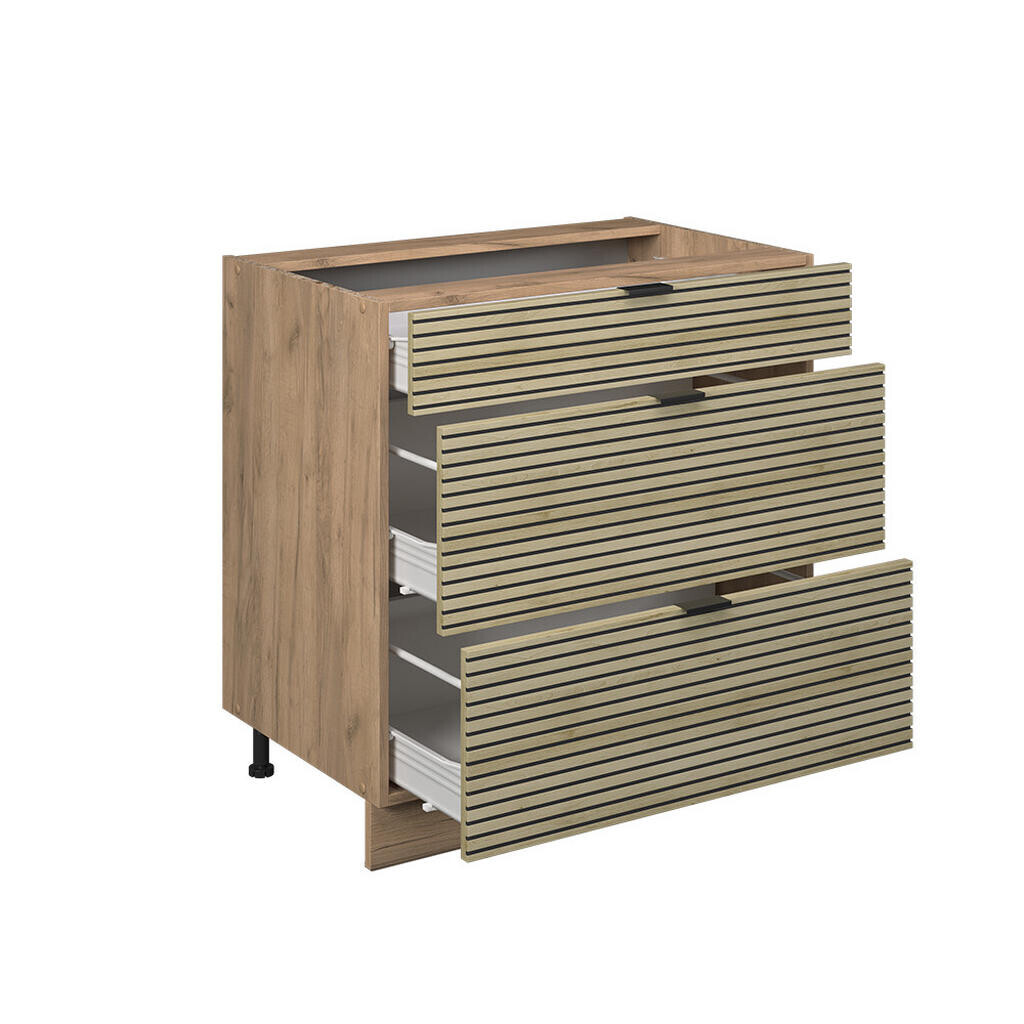 Vicco SPODNÍ SKŘÍŇKA KUCHYŇSKÉ LINKY Fame-Line Dubový panel 80 cm se 3 zásuvkami, bez AP