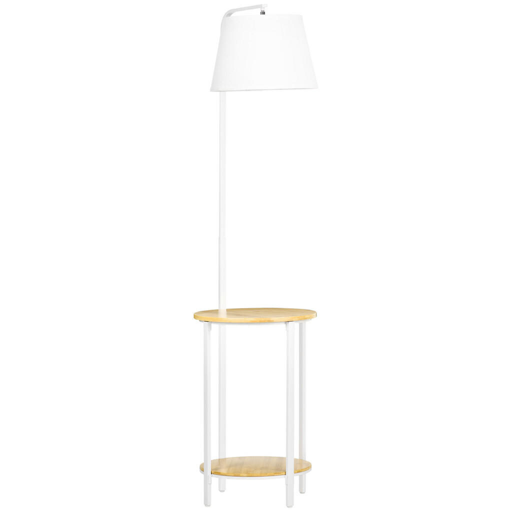 HOMCOM STOJACÍ LAMPY, stojací lampa se 2 odkládacími plochami, 40 W stojací lampa, stojací svítidlo, kov