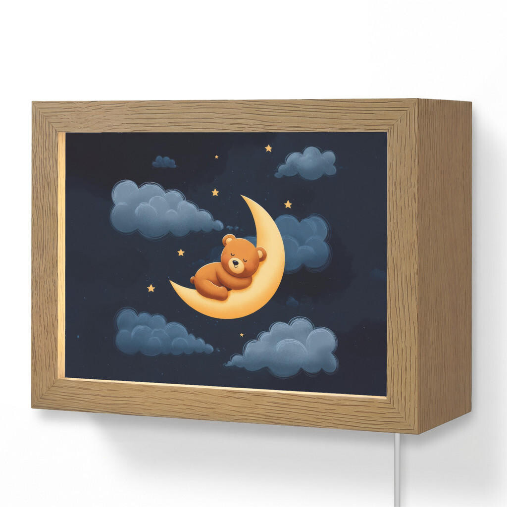 OnlyWow NÁSTĚNNÁ LAMPA Medvídek - Měsíc - Mraky - Hvězdy 20x15 cm