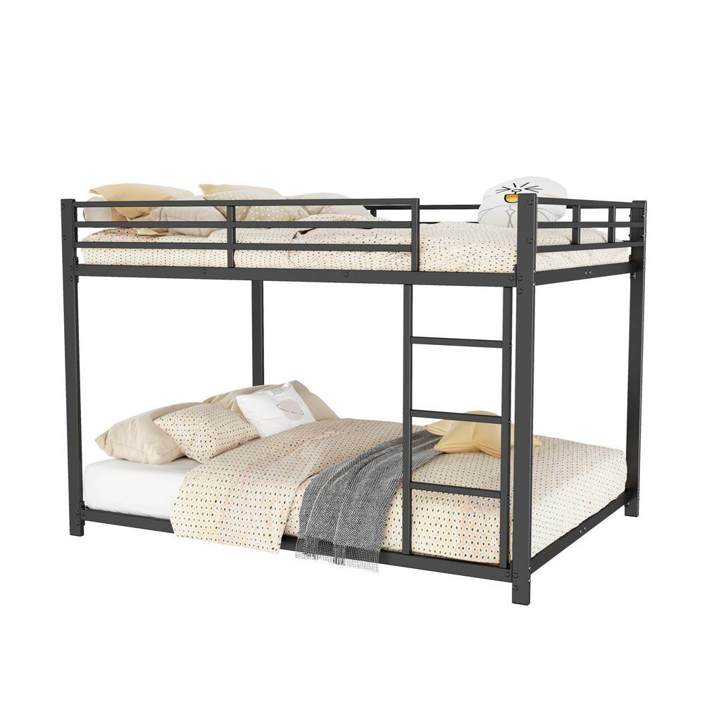 OKWISH PATROVÁ postel 140/200 cm černá, kovová s bezpečnostními zábradlími
