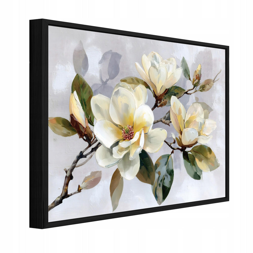 Wallarena ZARÁMOVANÉ obrazy květiny betonově šedá 120x80 cm