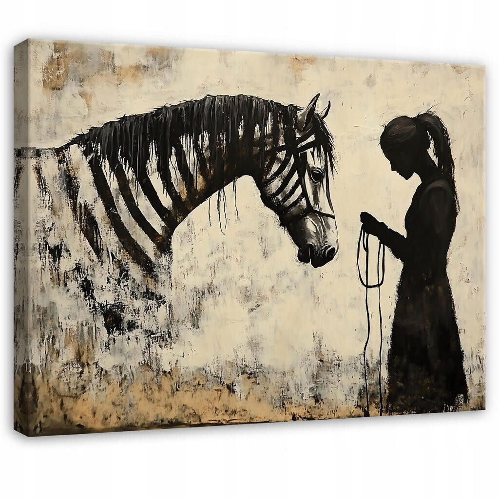 Wallarena OBRAZ na plátně Abstraktní Banksy béžový moderní obývací pokoj 100x70