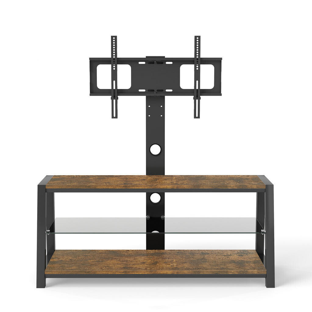 Redom TV stolek 116/42/125 cm z MDF a kovu s nastavitelnou výškou, otočným 30° stojanem a kabelovým vedením, Hnědá