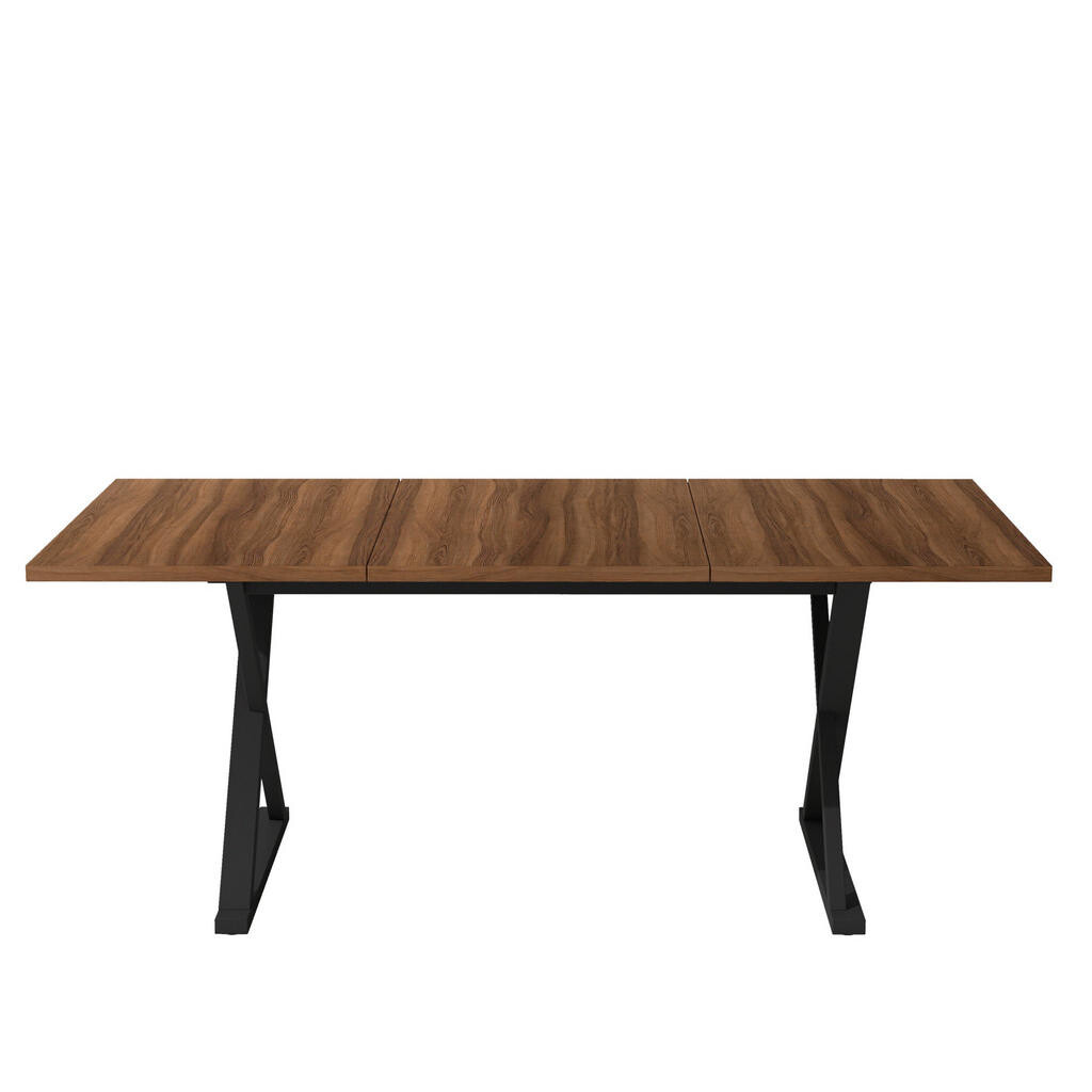 OKWISH JÍDELNÍ stůl 180/90/75 cm ořechová/černá z MDF s kovovými nohami pro 6–8 osob
