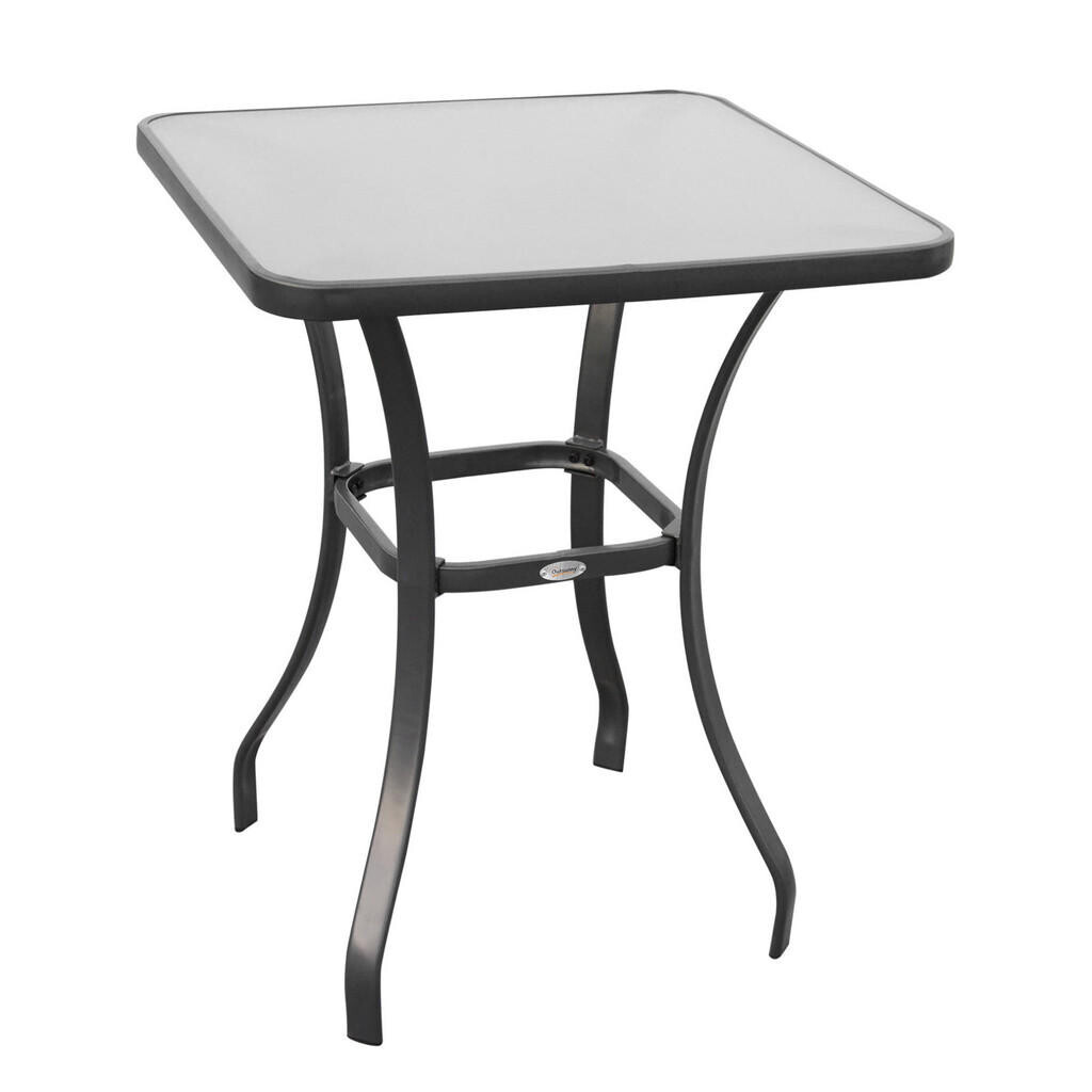 Redom ZAHRADNÍ bistro stolek 68,5/68,5/84 cm s deskou z tvrzeného skla a kovovou konstrukcí, Černá