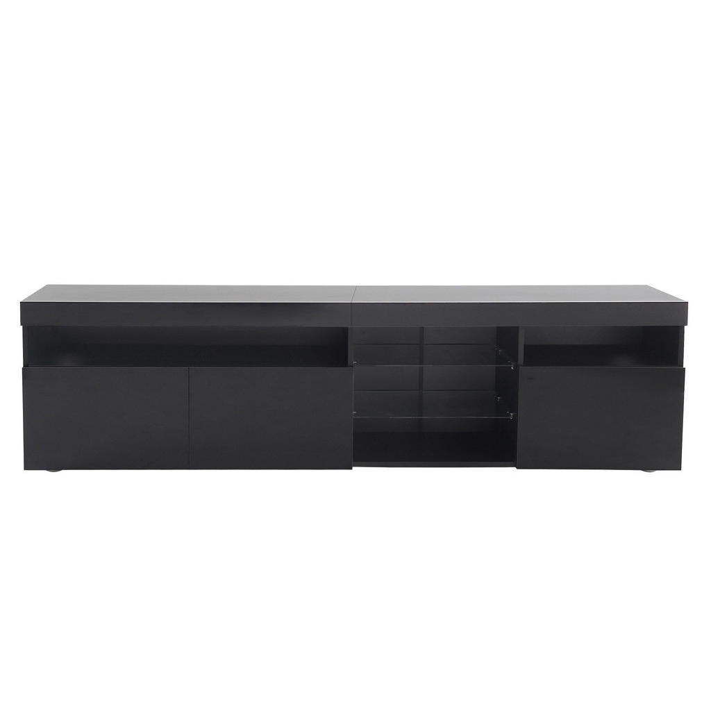 OKWISH TV stolek 180/35/48 cm černý z MDF s LED osvětlením a vysokým leskem