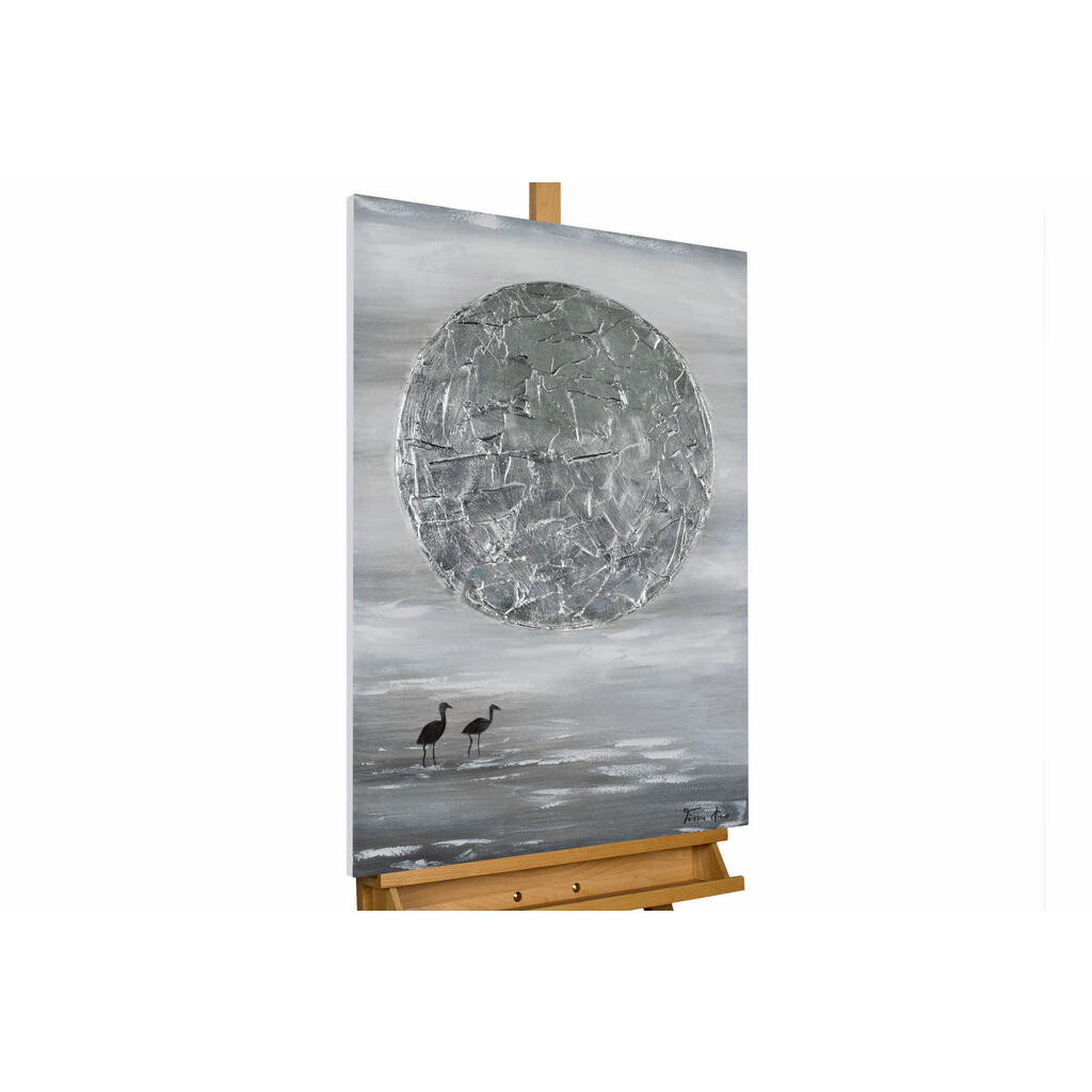 KUNSTLOFT RUČNĚ MALOVANÝ AKRYLOVÝ OBRAZ ŠEDÝ/STŘÍBRNÝ, 60/90 CM