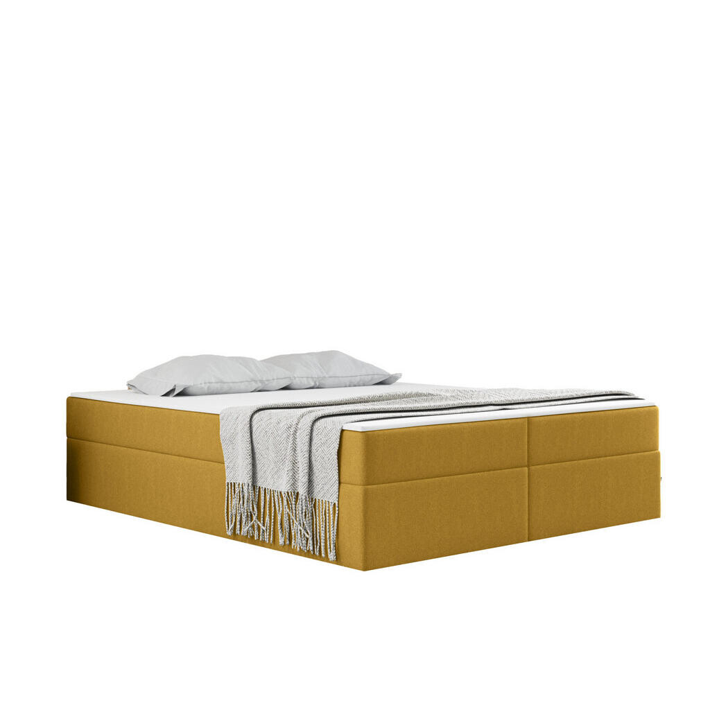 Kaiser Möbel KONTINENTÁLNÍ POSTEL s úložným prostorem, matrací a topperem Ruben Žlutá 120x200 cm H2-Pocket