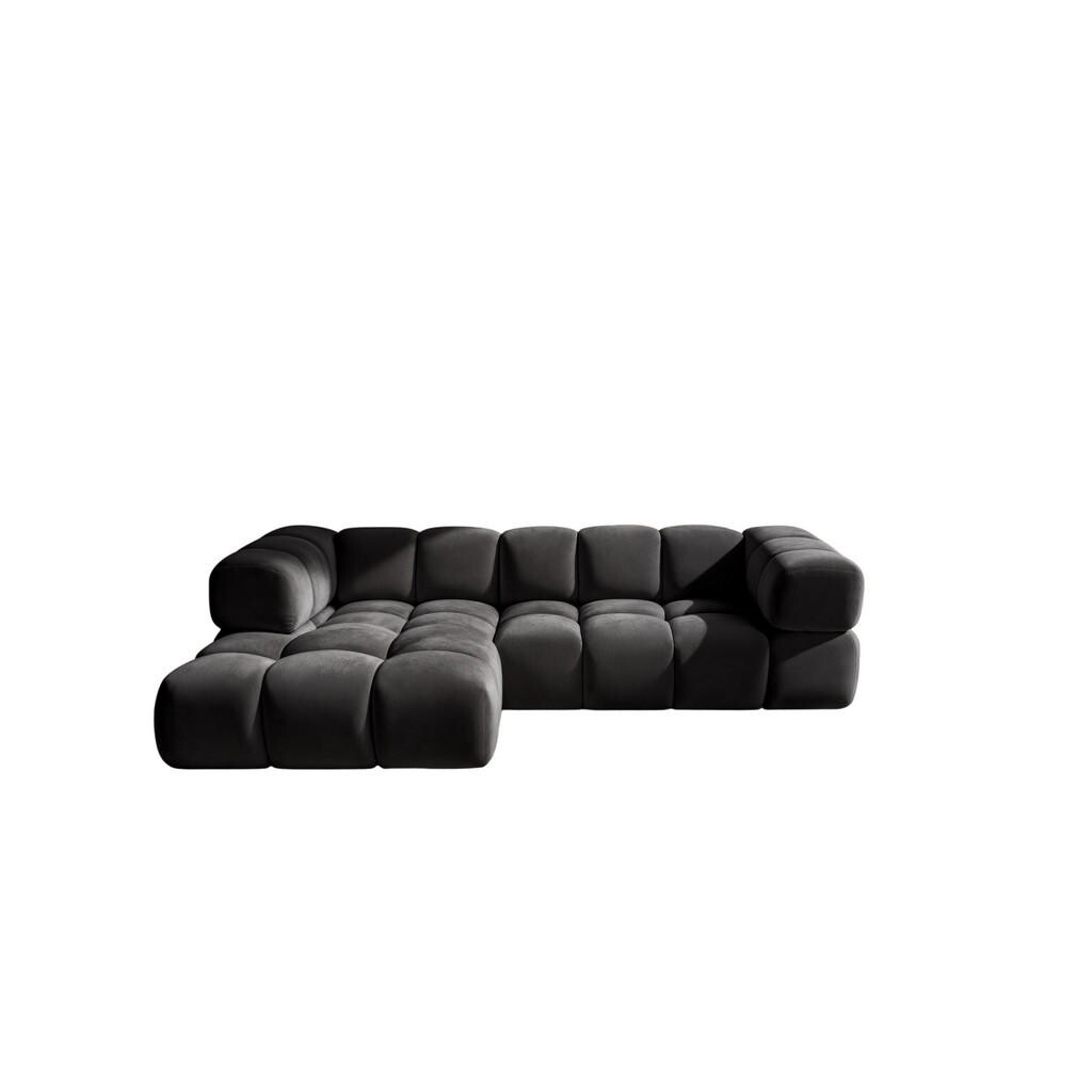 Kaiser Möbel ROHOVÁ SEDAČKA ve tvaru L Averro, tkanina Bluvel, Černá, Levá strana