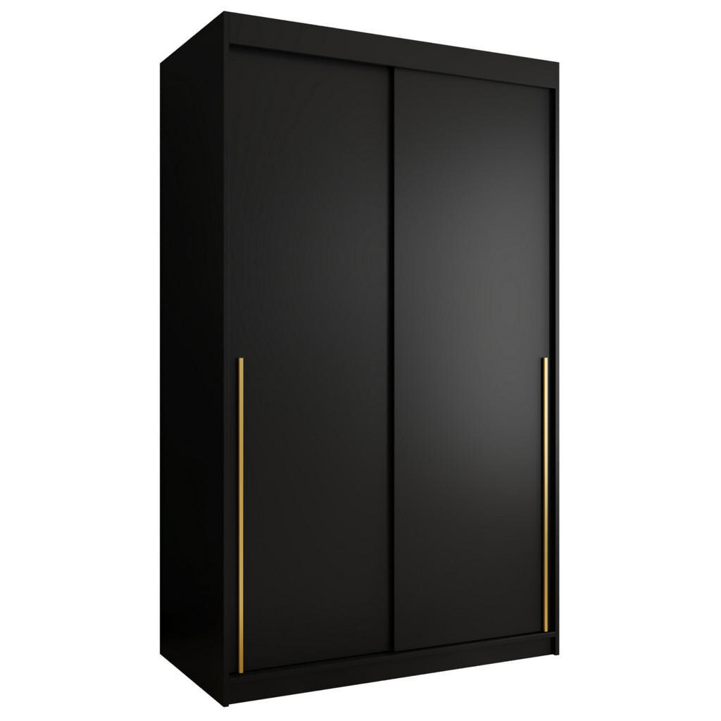 Home Collective ŠATNÍ SKŘÍŇ S POSUVNÝMI DVEŘMI 120 cm šířka, černá se zlatým úchytem