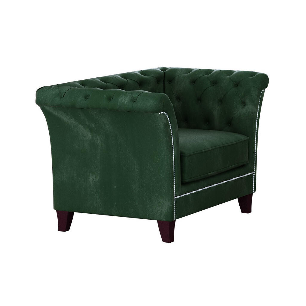 S-Style CHESTERFIELD KŘESLO Fusion ze smaragdově zeleného sametu