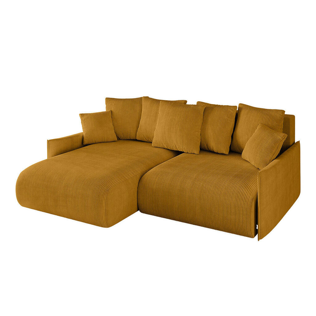 ALTDECOR ROHOVÁ SEDAČKA s otomanem vlevo ONESK-L -v1 216x177x72 hořčicově žlutý manšestr