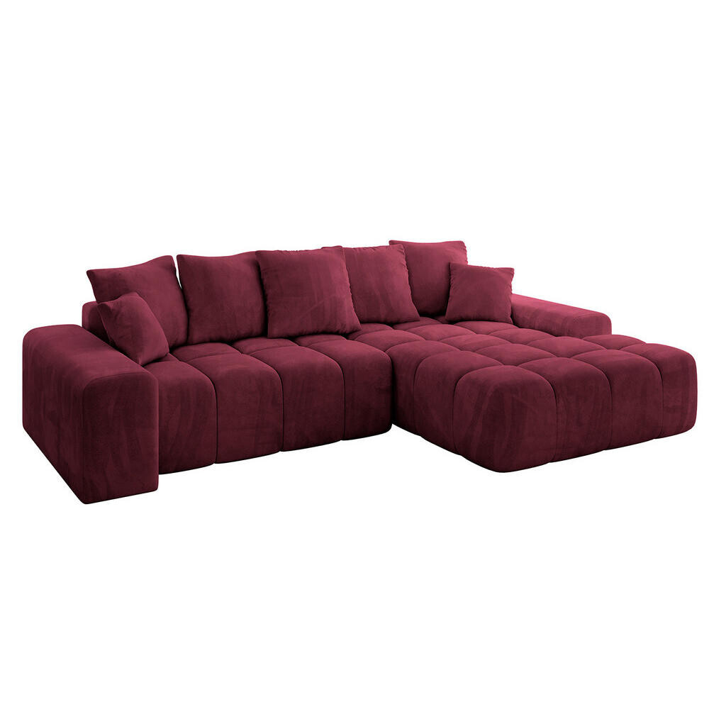 ALTDECOR ROHOVÁ SEDACÍ SOUPRAVA s otomanem vpravo ENSI-L – 267 × 164 × 69 cm, bordó