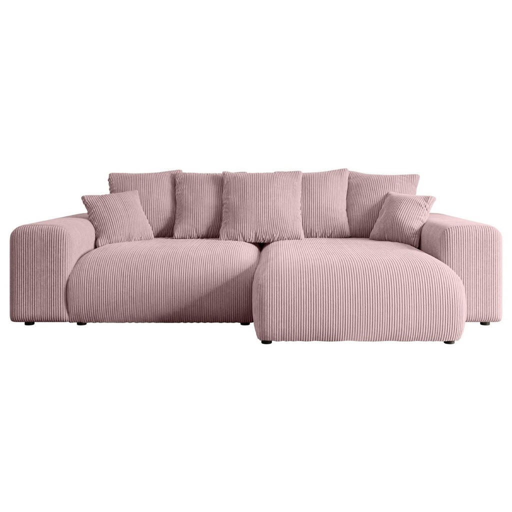 ALTDECOR ROHOVÁ SEDACÍ SOUPRAVA s otomanem vpravo ESKAR-L 266x176x72 růžový manšestr