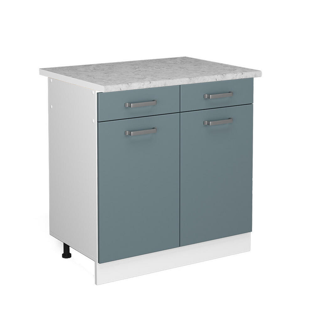 Vicco UNIVERZÁLNÍ ZÁKLADNÍ JEDNOTKA R-Line Modrošedá 80 cm se zásuvkami a dvířky, s pracovní deskou