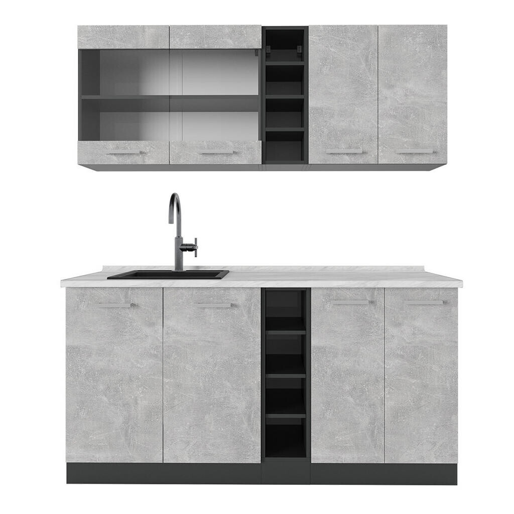 Vicco JEDNOTKOVÁ KUCHYNĚ R-Line Beton/antracit 160 cm , PD Mramor