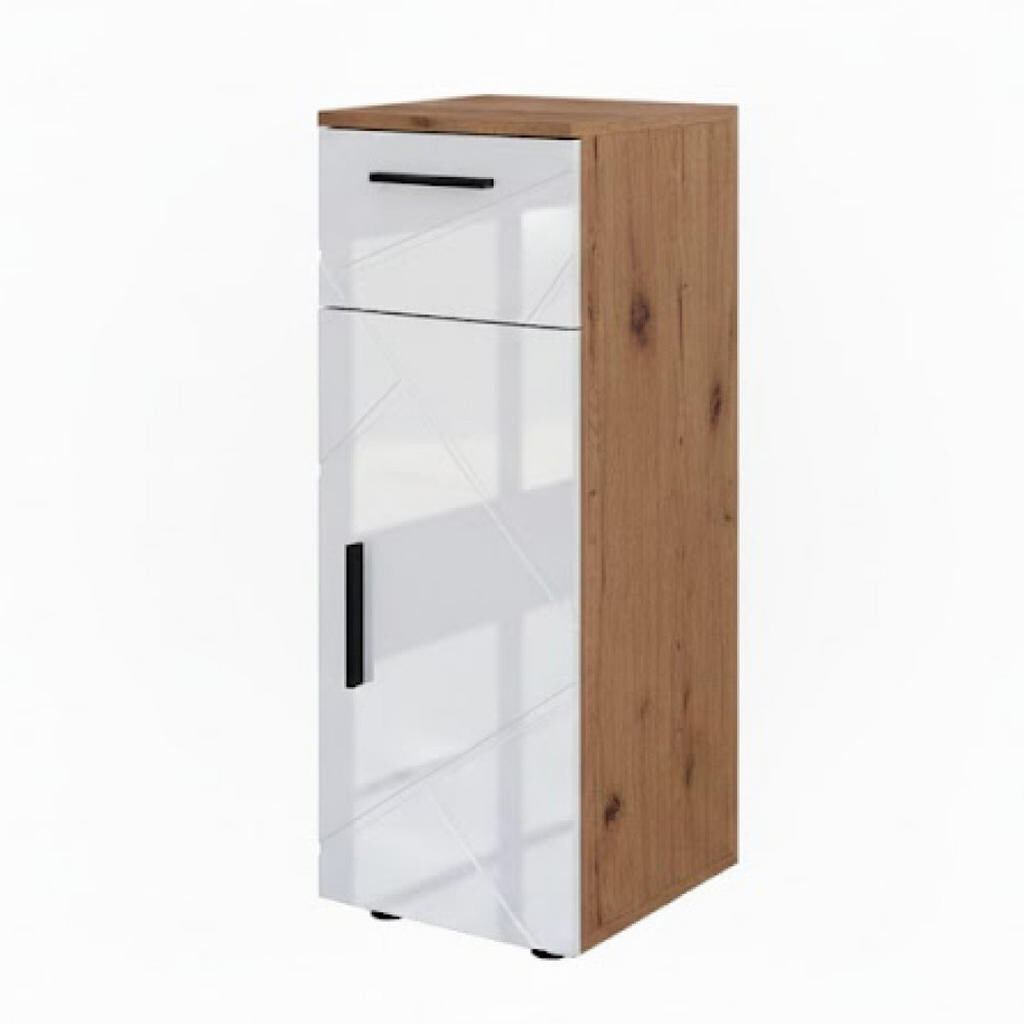 Vicco STŘEDNÍ SKŘÍŇKA Irma Bílý vysoký lesk/zlatý dub power 30 x 81 cm