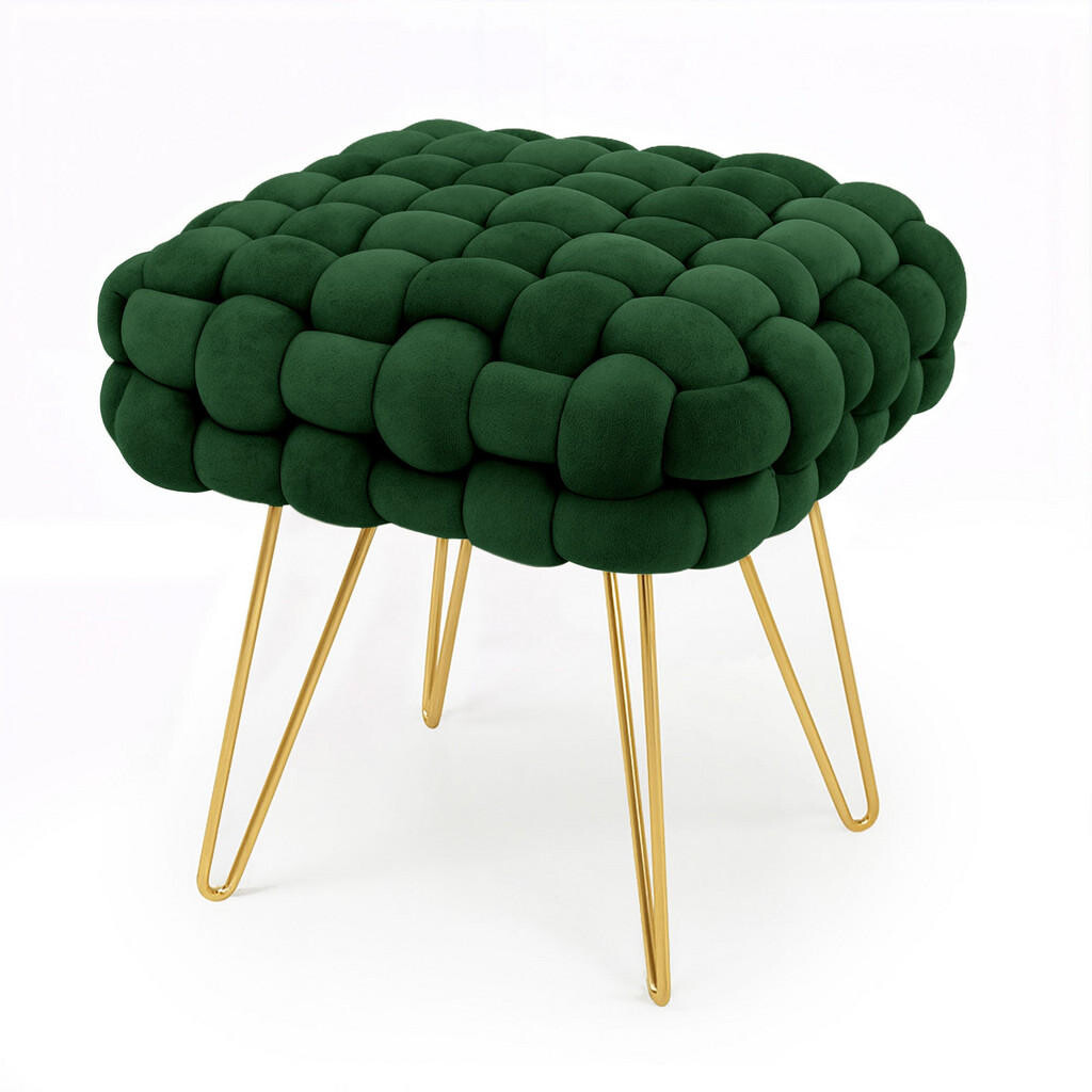 RAUMHIRSCH FURNITURE ČALOUNĚNÝ TABURET s ocelovými nohami, zelený 38/42/38