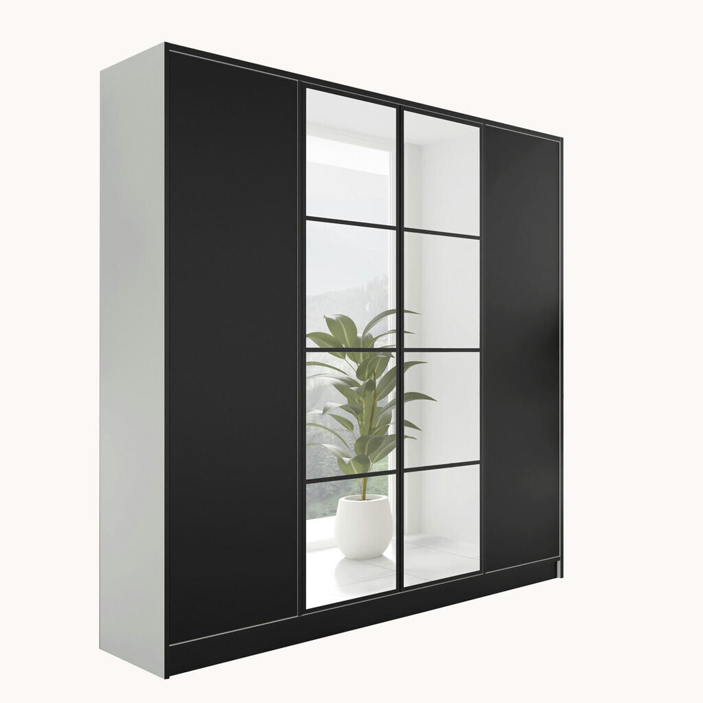 Kier Furniture ŠATNÍ SKŘÍŇ EDEN 4D v4 - 206,4x205x39 cm- Bílá a Černá