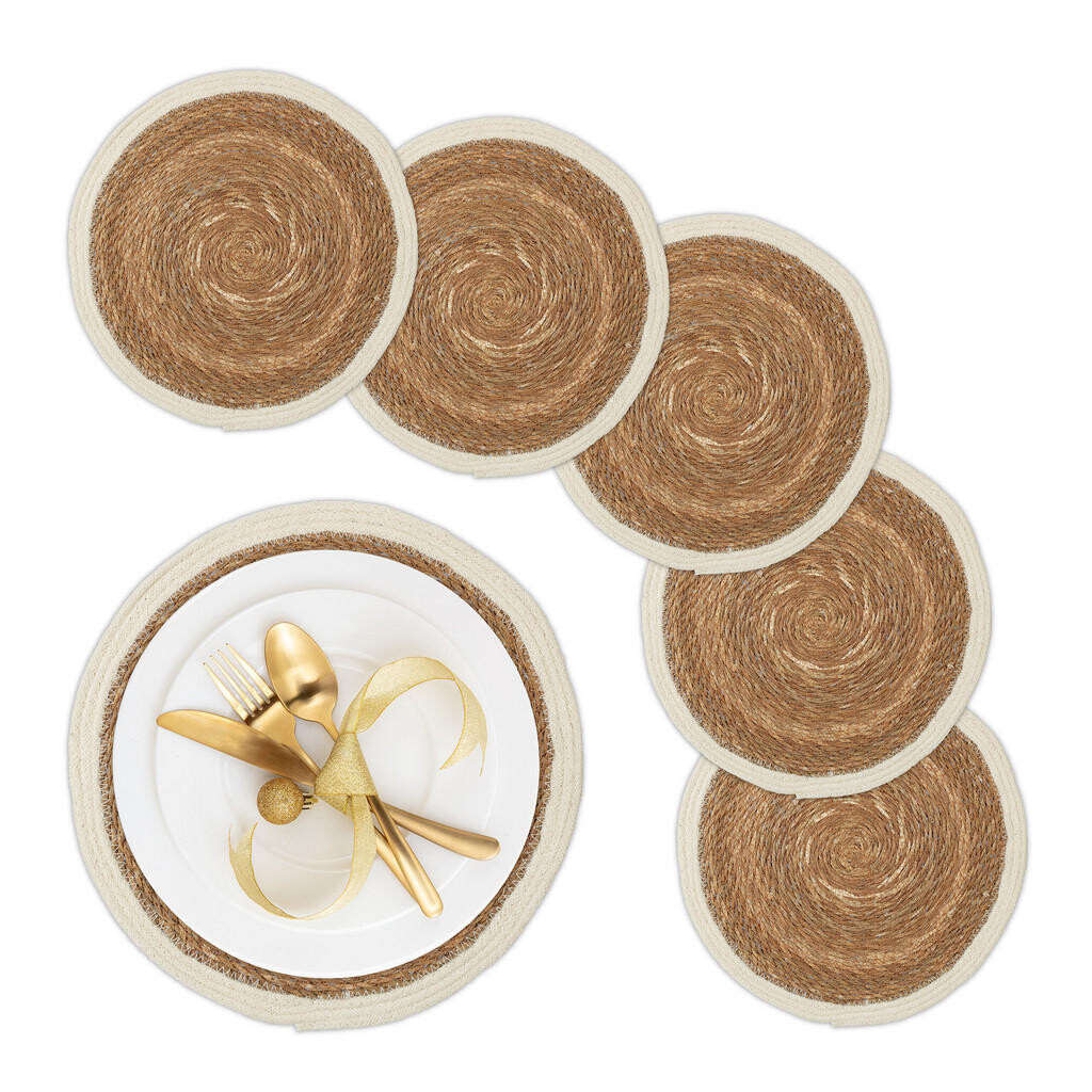 Relaxdays PROSTÍRÁNÍ Přírodní bílá 6dílný-set z vodního hyacintu 36 cm