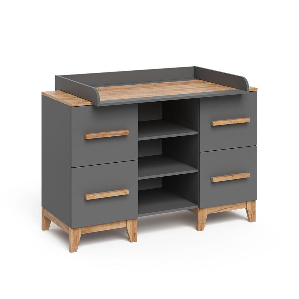 VitaliSpa PŘEBALOVACÍ PULT Malia Grey/Artisan 133 x 98 cm XL se 4 zásuvkami
