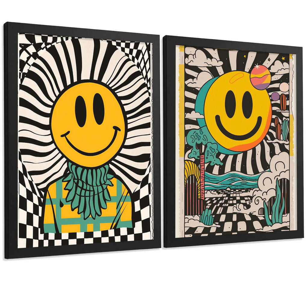 Nacnic PLAKAT Sada 2 Emoji A3 Černý rám