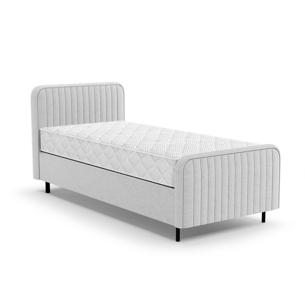 Beautysofa ČALOUNĚNÁ POSTEL Lami 90x200, jednolůžko s úložným prostorem a taštičkovou matrací 20 cm, světle šedá