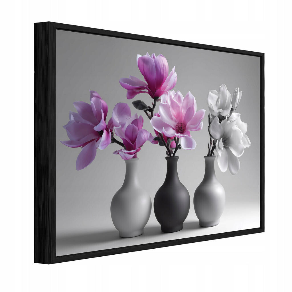 Wallarena ZARÁMOVANÉ obrazy květin ve váze přírodní růžová 120x80 cm