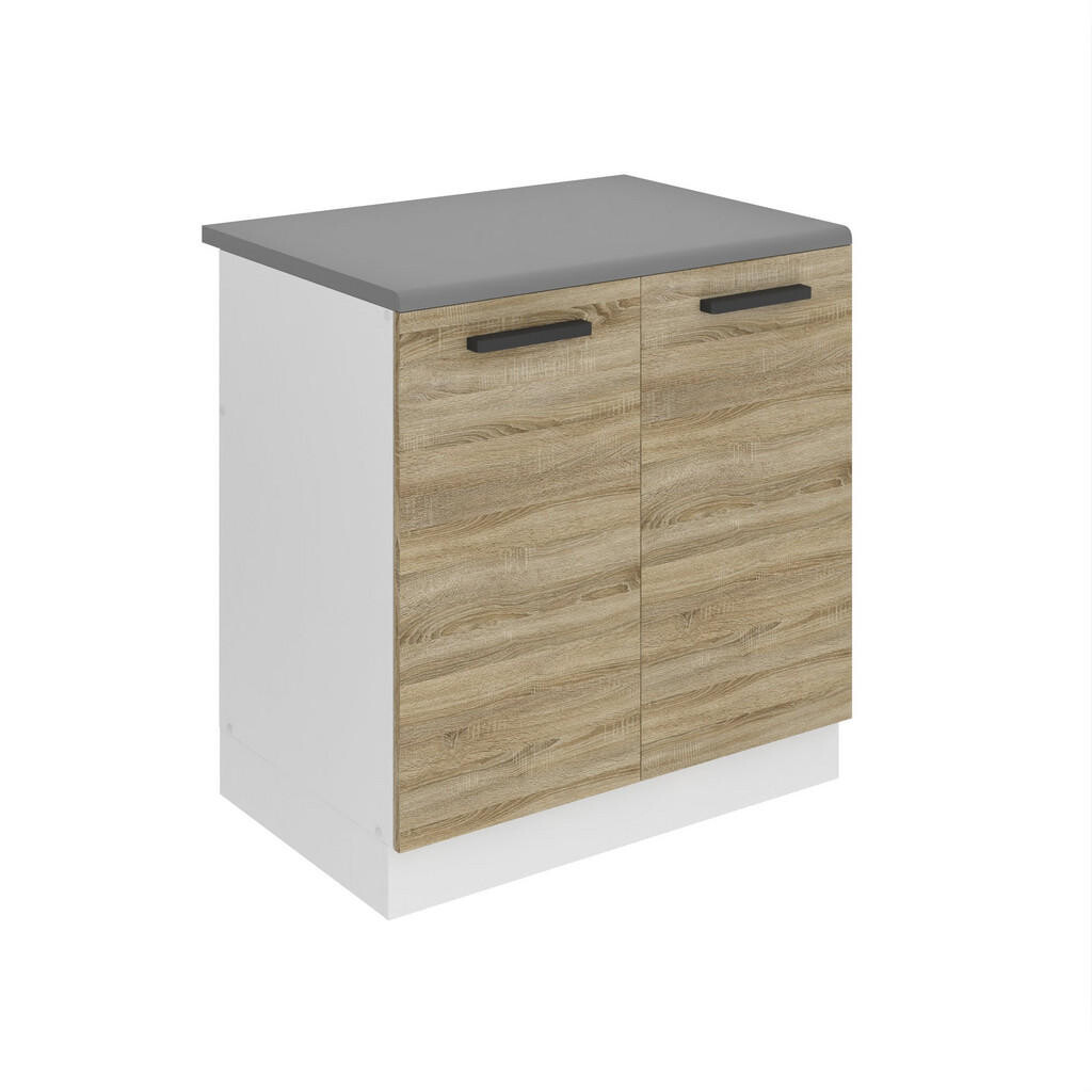 B BELINI GROUP SKŘÍŇKA POD DŘEZ 80 cm SDZ, s pracovní deskou, s 2 dvířky, Dub Sonoma
