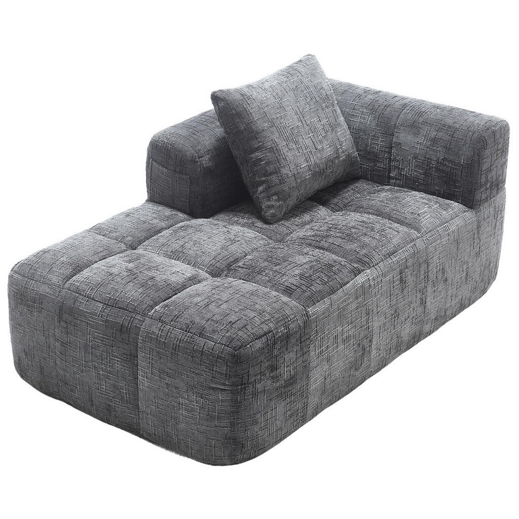 Redom LENOŠKA 158/90/60 cm s polštářem a bočními kapsami, měkký chenille potah, Šedá