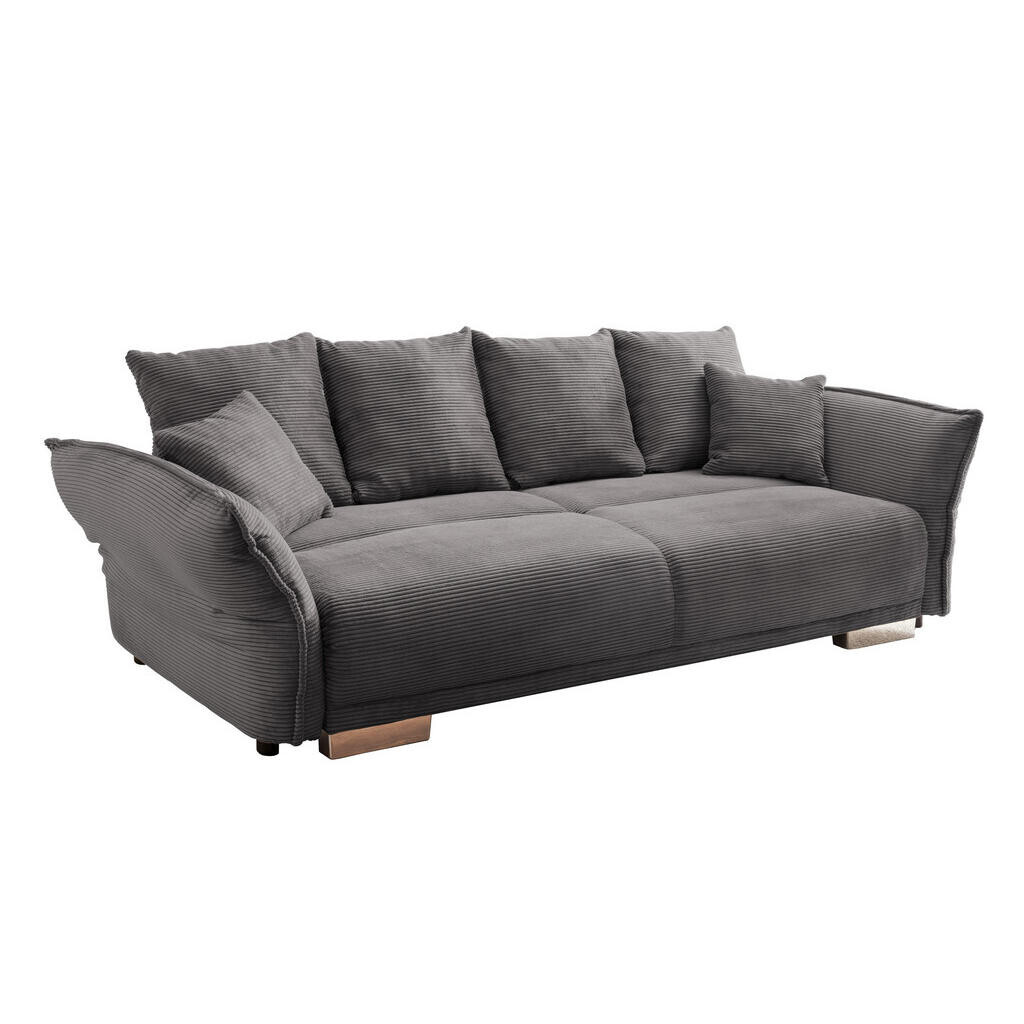 luma-home BIG-SOFA s rozkládací funkcí, úložným prostorem, pružinovým jádrem, nastavitelnými područkami, 242 × 131 × 90 cm (Š×H×V), manšestr tmavě šed