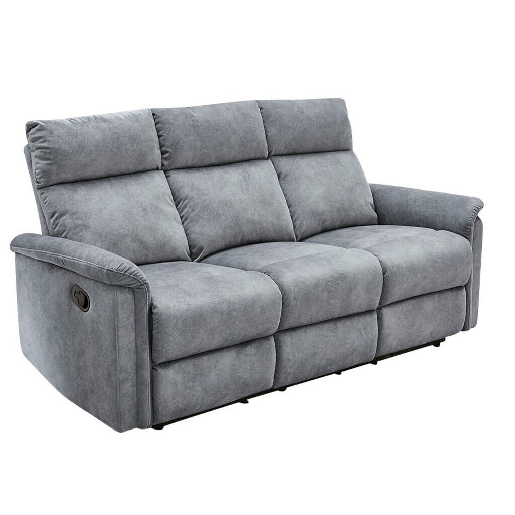 luma-home TŘÍMÍSTNÁ RELAXAČNÍ POHOVKA s pružinovým jádrem, 180 × 90 × 100 cm (Š×H×V), velur v barvě Vintage šedá / 15128