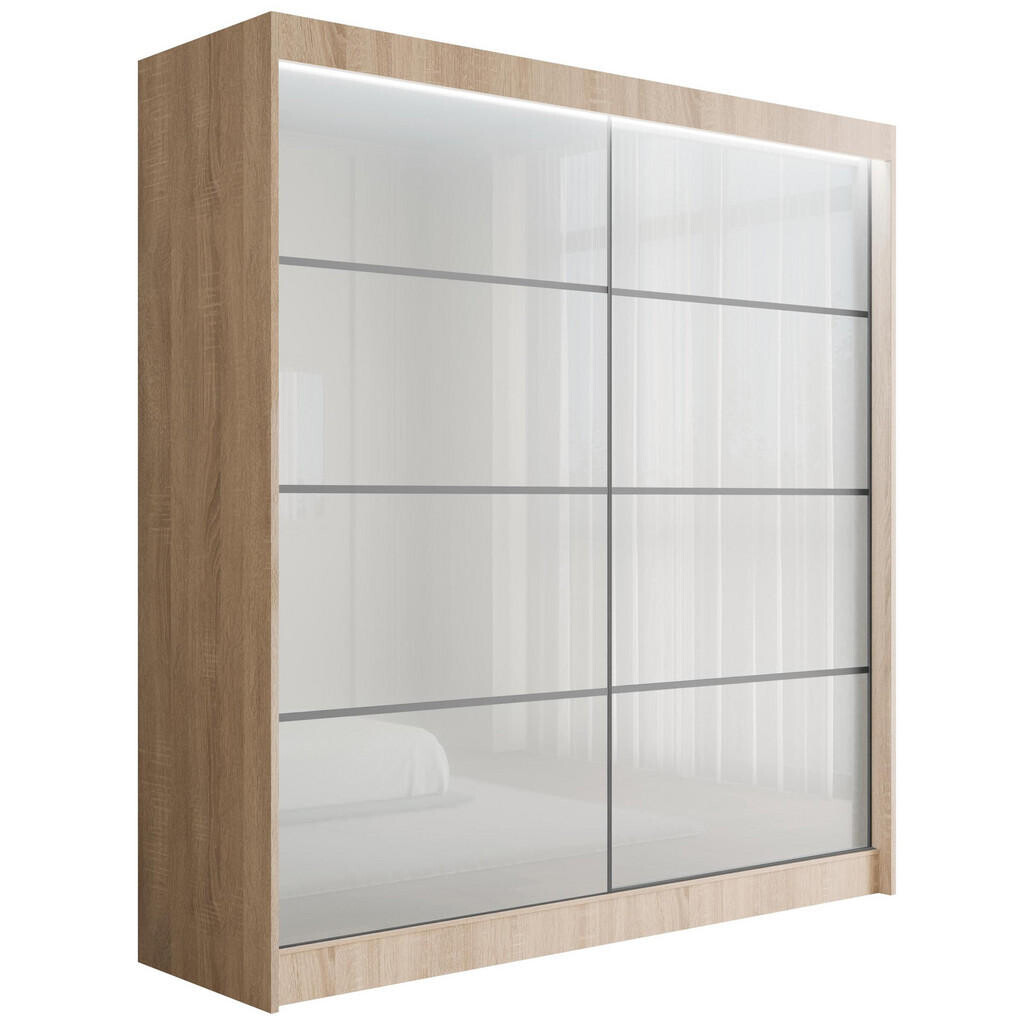 ALTDECOR ŠATNÍ SKŘÍŇ PEKA III s LED osvětlením – 200 cm – Sonoma dub | bílá