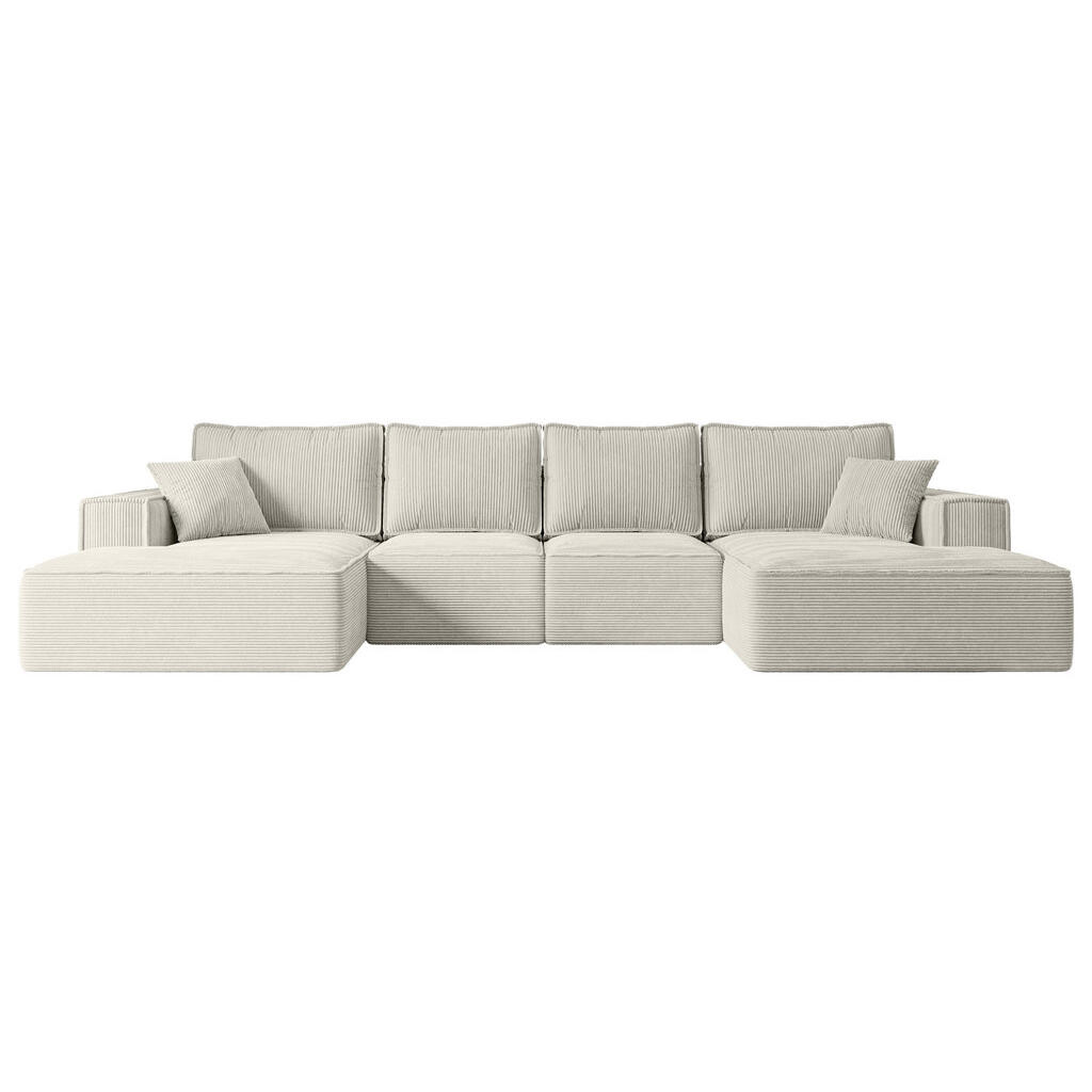 ALTDECOR OBÝVACÍ SADA s funkcí lůžka a úložným prostorem pod lůžkem SIERRA-U-S – 349 x 161 x 87 cm, krémový manšestr