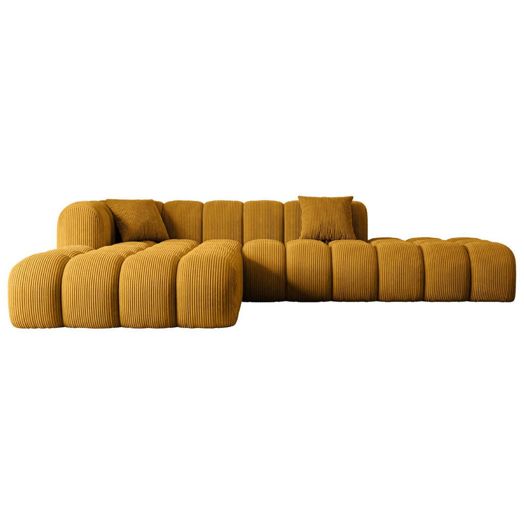 ALTDECOR ROHOVÁ SEDACÍ SOUPRAVA s otomanem vlevo OLEA-L2 – 289 × 176 × 71 cm hořčicově žlutá