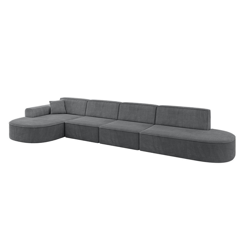 ALTDECOR ROHOVÁ SEDACÍ SOUPRAVA s otomanem vlevo MARI-L3 – 413 x 171 x 79 cm, tmavě šedý manšestr