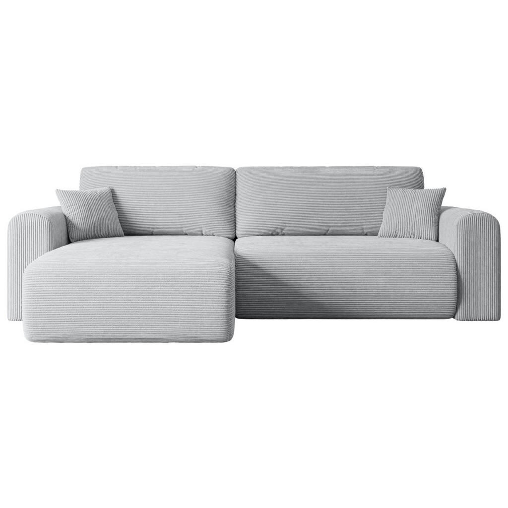 ALTDECOR ROHOVÁ SEDACÍ SOUPRAVA s funkcí lůžka a úložným prostorem ORRO-L – 272 × 145 × 83 cm, šedá manšestr