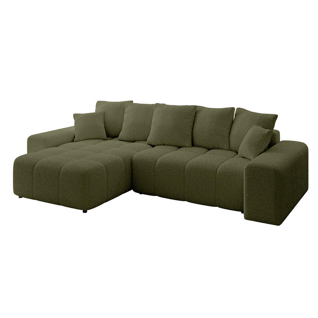 ALTDECOR ROHOVÁ SEDAČKA s otomanem vlevo ENIL-L 297x189x68 zelená buklé