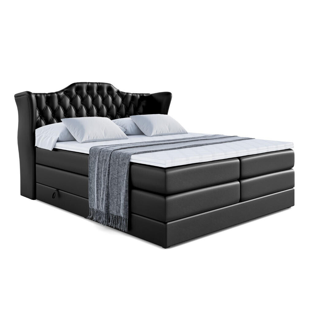 ALTDECOR POSTEL boxspring VILA KING – 160x200 – H3/H4 – vysoce lesklá černá