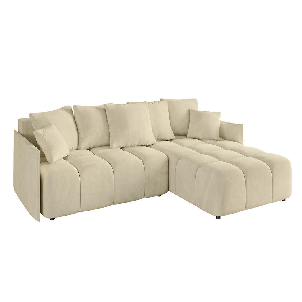 ALTDECOR ROHOVÁ SEDACÍ SOUPRAVA s otomanem vpravo LONLI-L 251x189x68 šedohnědý velur